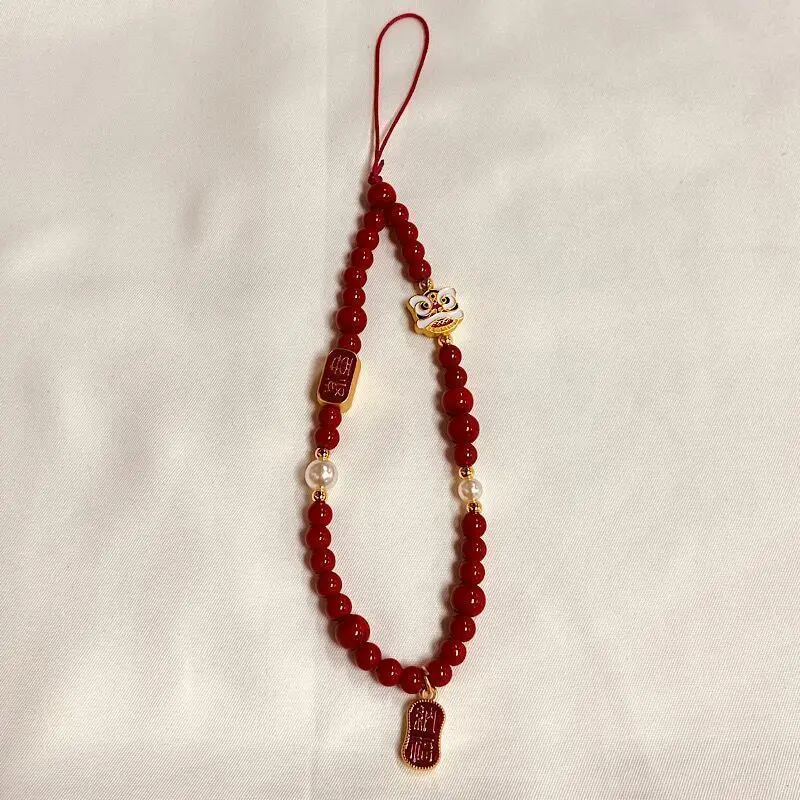 New Year Red Festive Beaded Bracelet Pendant Case All-match Camera Hanging Chain Ping An Nafu Advanced Hanging Ornaments