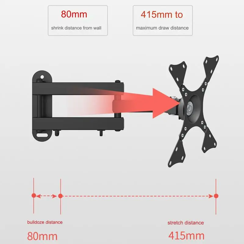 TV Wall Mount Bracket, Rotation Tilt Swivel Retractable TV Mount Stand for 14-37 Inch LED, LCD Flat Screen TV Monitor Holder