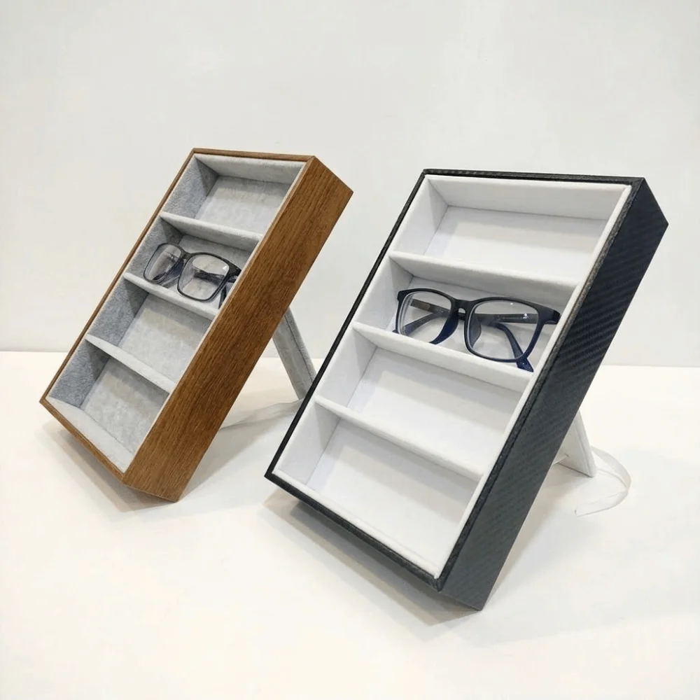 

High Quality 4‑Slot Glasses Storage Box Portable Display Eyewear Storage Rack Durable Sunglasses Display Case Store Display