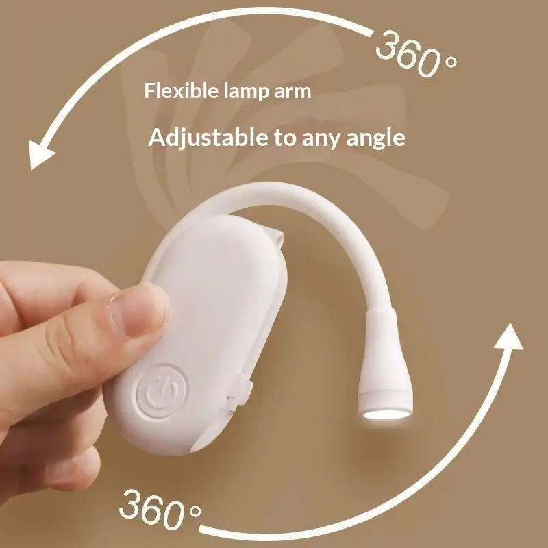 Portable Clip LED Reading Light USB Rechargeable Book Light Clip-on Bed Night Light Stepless Dimmable Eye Protection Desk Lamp