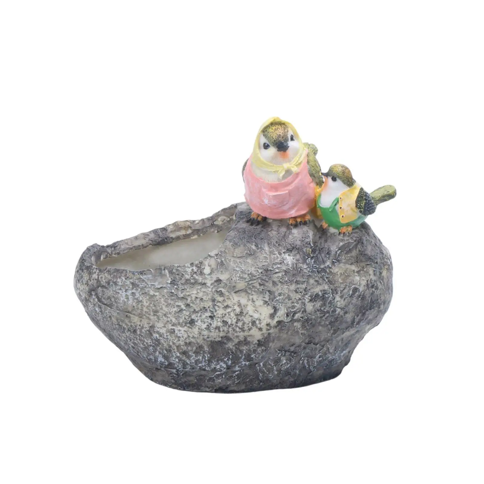 Decorative Resin Bird Planter with Two Birds Feathered Friend Pot for Indoor Plant Vase Garden Accessory