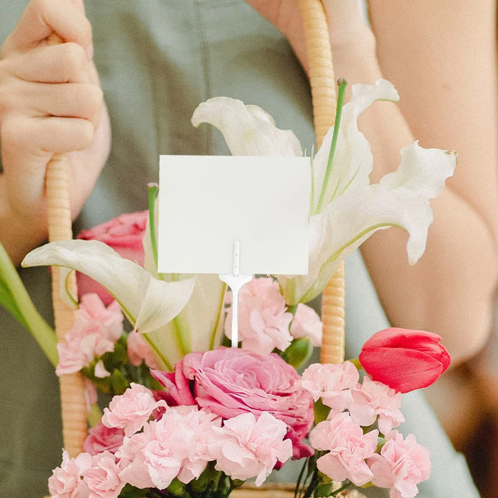 

50pcs Plastic Card Holder Picks For Bouquet Wedding Birthday Party Decorations Floral Sticks Flower Arrangement Accessories