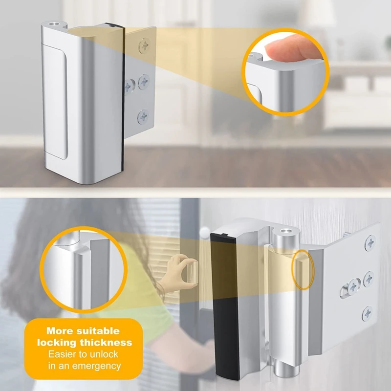 1 حزمة قفل تعزيز الباب ، سبائك الألومنيوم U قفل تعزيز الباب 3 بوصة قفل باب أمان المنزل برهان الباب سدادة-A73M #5