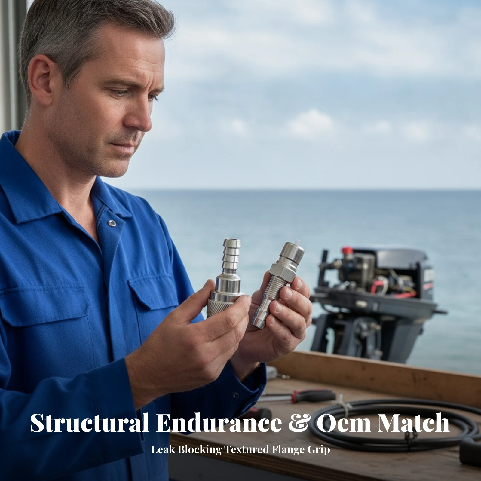 Outboard Fuel Line Connector with Barbed Hose Connections Replacement Fuel-Line Connector Assembly OEM Quality for Boat Owners