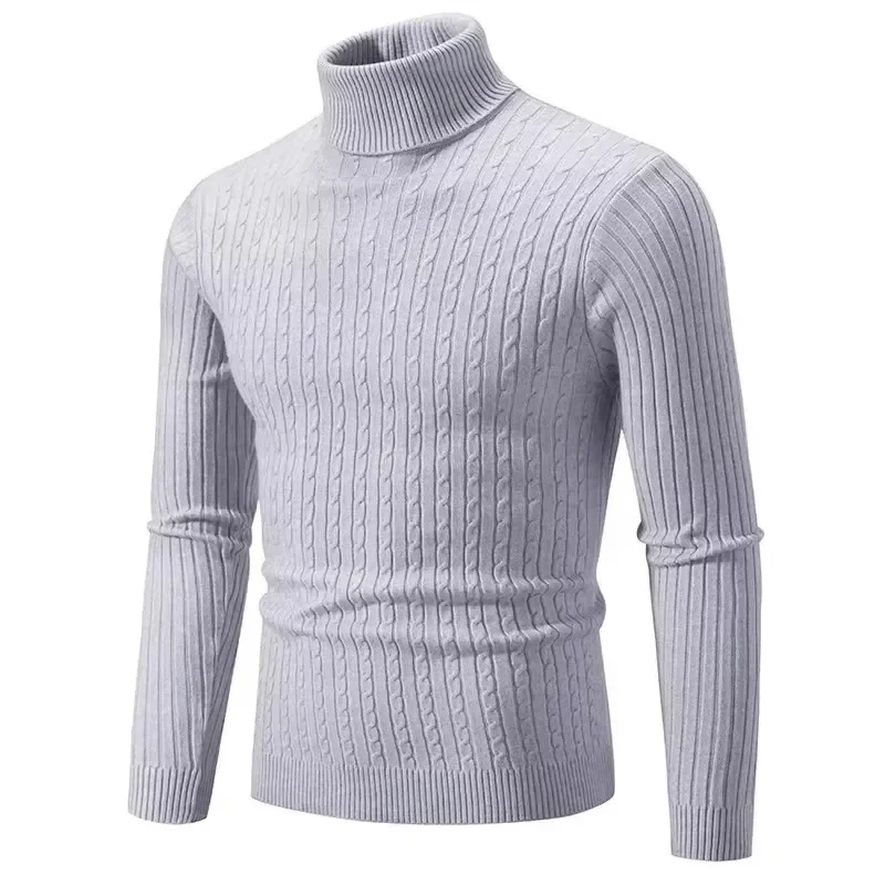 Men's High Neck Sweater  Pullover Knitted Warm Casual Men Clothing  Knitted Sweater Men Tops