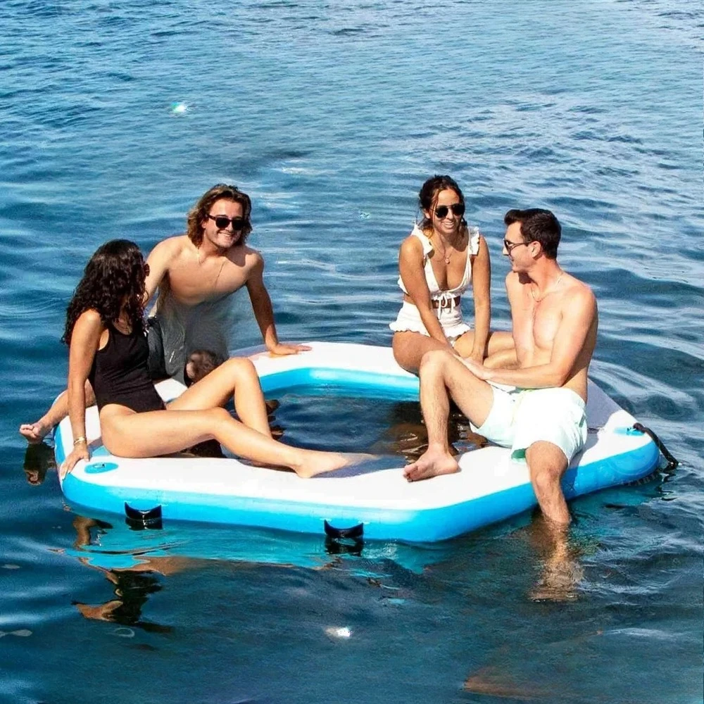 10ft Water Hammock Air Floating Sup Swimming Deck Platform Fishing Inflatable Hex Mesh Dock PVC Material 100-500kg Capacity 5-10