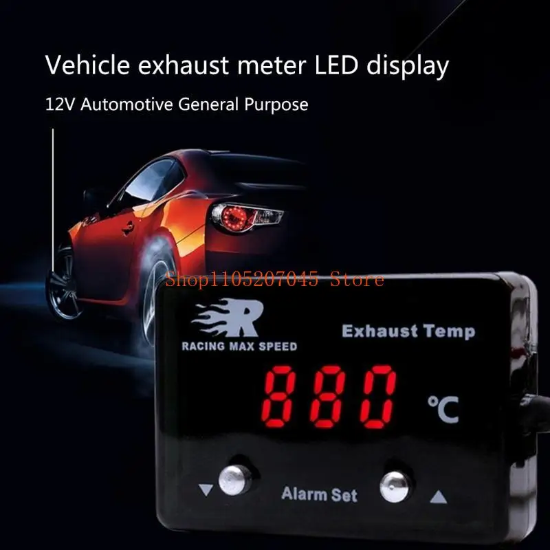 37cd مقاوم للماء سيارة الرقمية العادم الغاز متر مقياس درجة الحرارة الخارجي مع جهاز الاستشعار