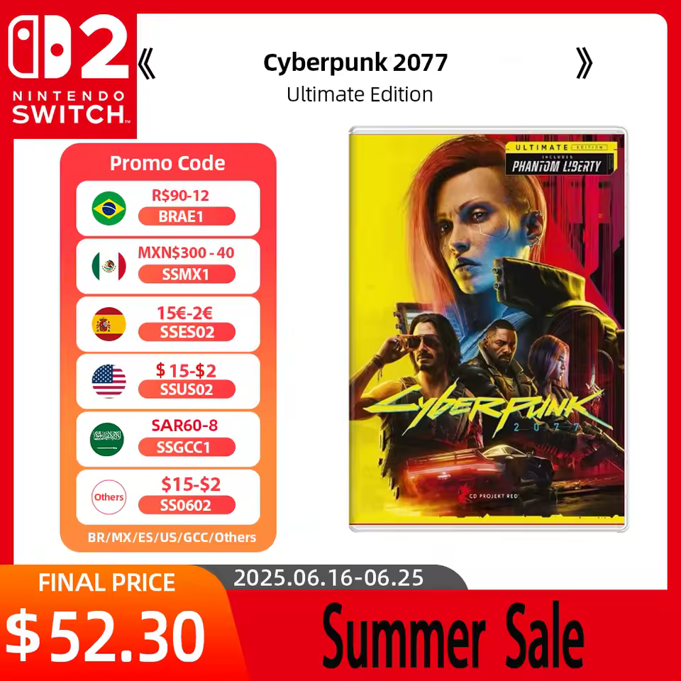 Nintendo Switch 2 Game Deals - Cyberpunk 2077 Ultimate Edition - Games Adventure Action and RPG Genre Switch 2 Edition