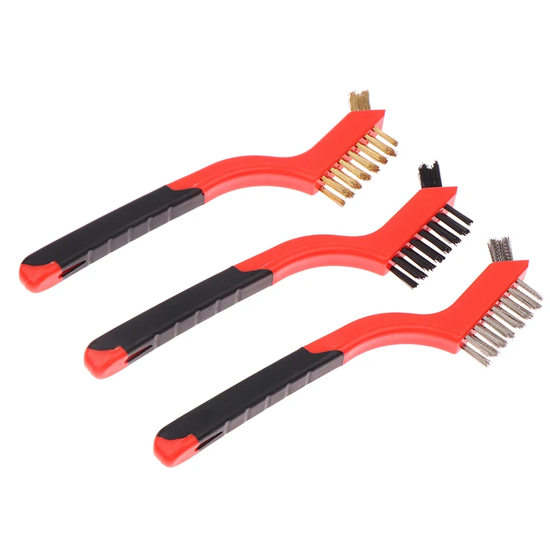 Mini Brush Set Of Three Kitchen Brushes For Gas Hoods Grease And Stain Removal Cooktop Cleaning Tools Steel Wire Small