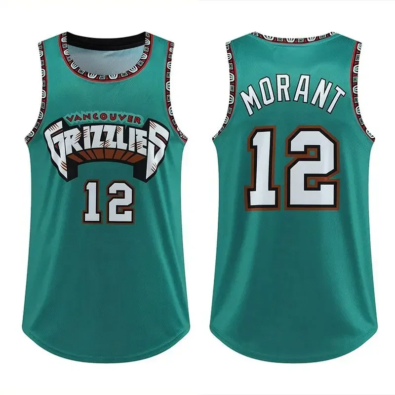 Timberwolves No. 32 Downs Grizzlies No. 12 Morant Jersey Vest Competition Sports Training 3D Printing Breathable and Comfortable