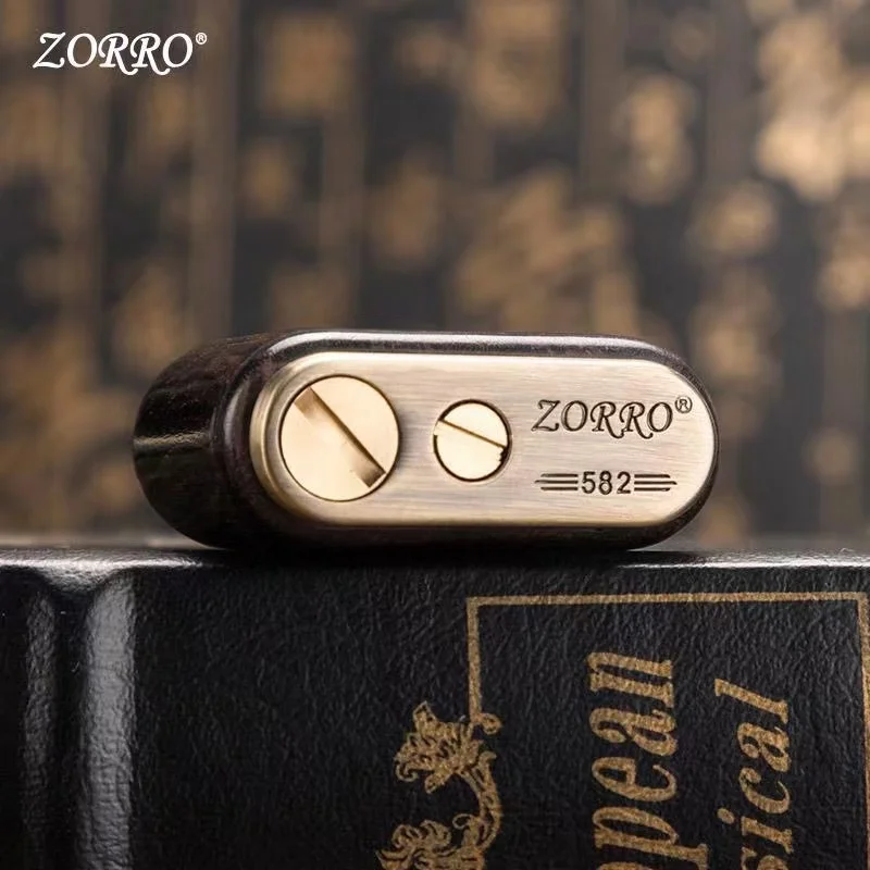 ZORRO Retro Kerosene Lighter Nostalgic Old-Fashioned Personality Men\'s Metal Wooden Shell Vintage Gifts Lighter Collection Gift