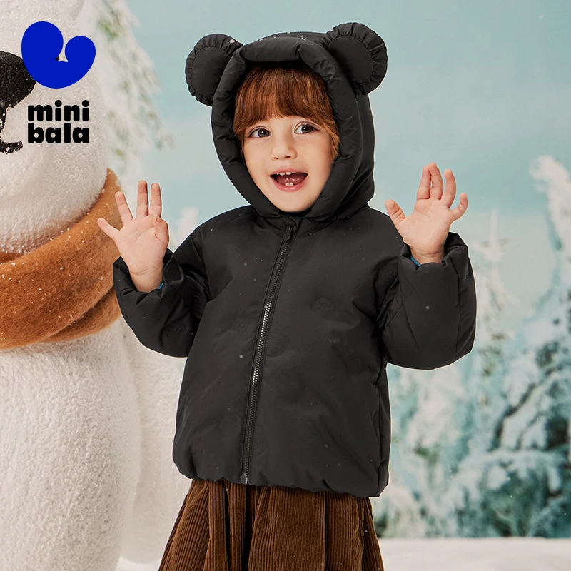 

Детский пуховик Mini Bala 2025, новая зимняя милая легкая куртка с капюшоном для детей
