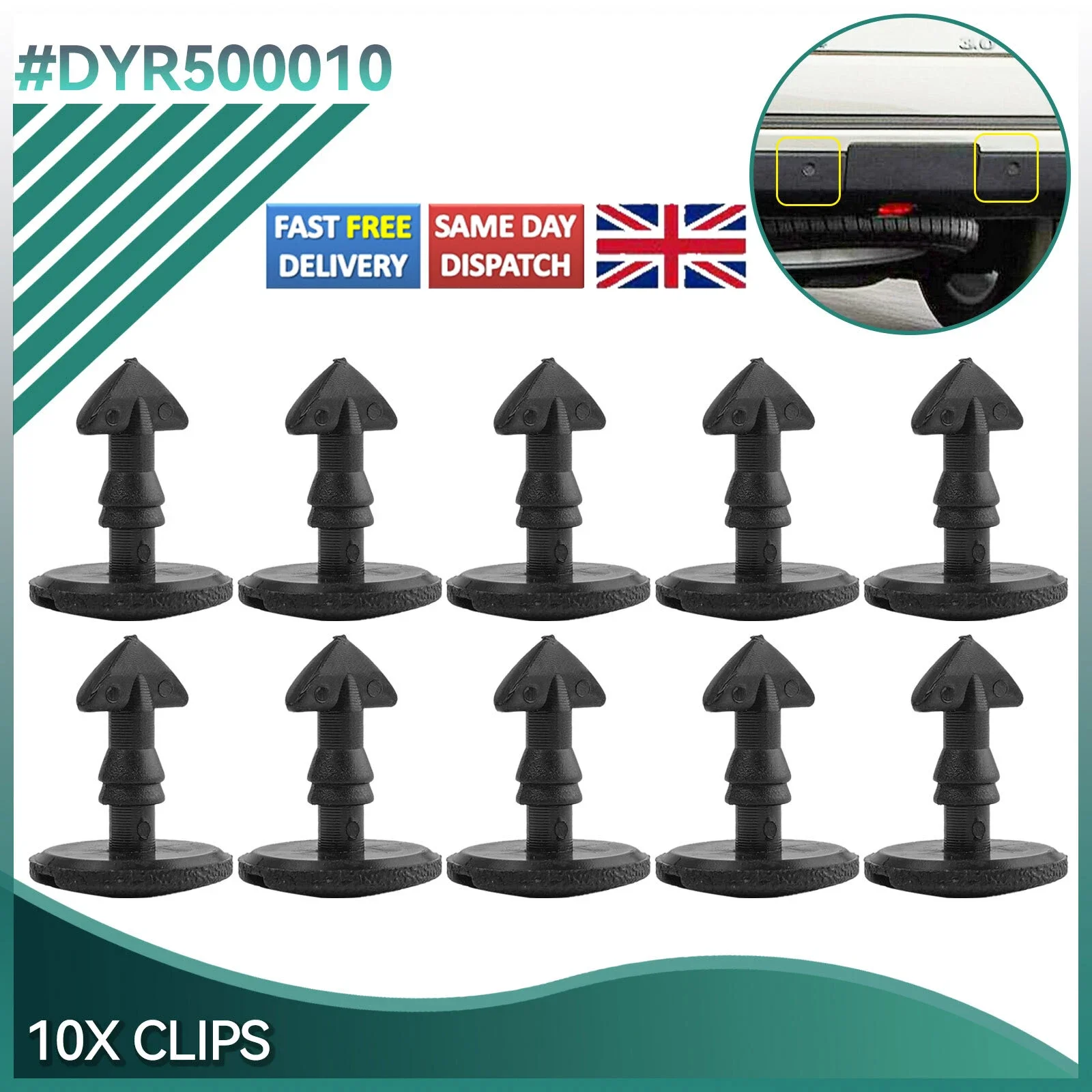 

10PC/Set Clips Rear Bumper Tow Bar Eye Cover Plastic Auto Fastener DYR500010 For Land Rover Discovery 3 4 Car Accessories