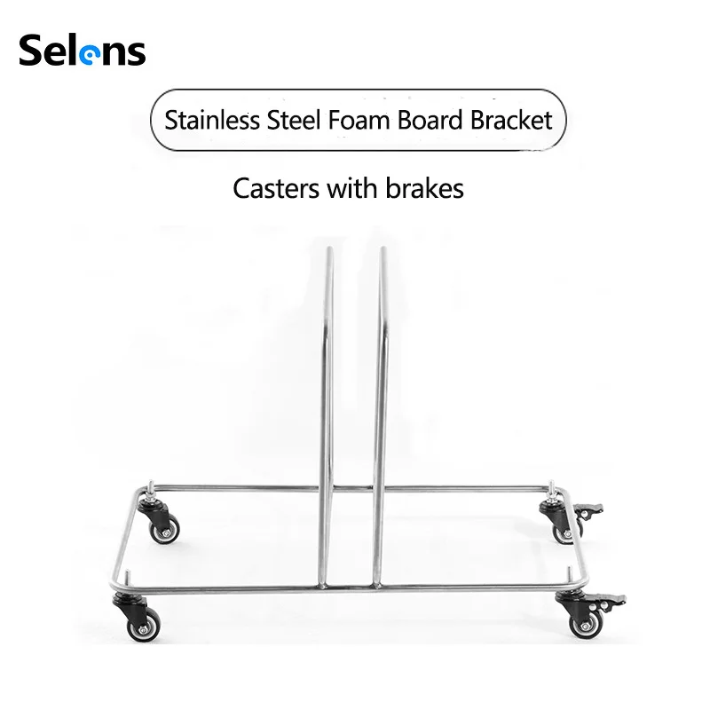 Selens Foam Board Bracket Stainless Steel Mobile Reflector Holder for Photo Studio Video Heavy Duty Stand Optional Brake Casters