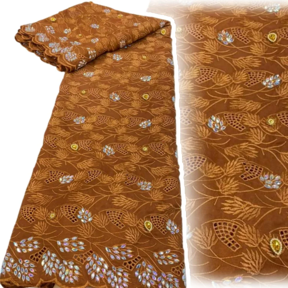 

Африканская шифоновая хлопковая гипюровая ткань 2025 года, лучшее качество, австрийское шифоновое кружево с хрустальным камнем для свадебного вечернего платья AH1783