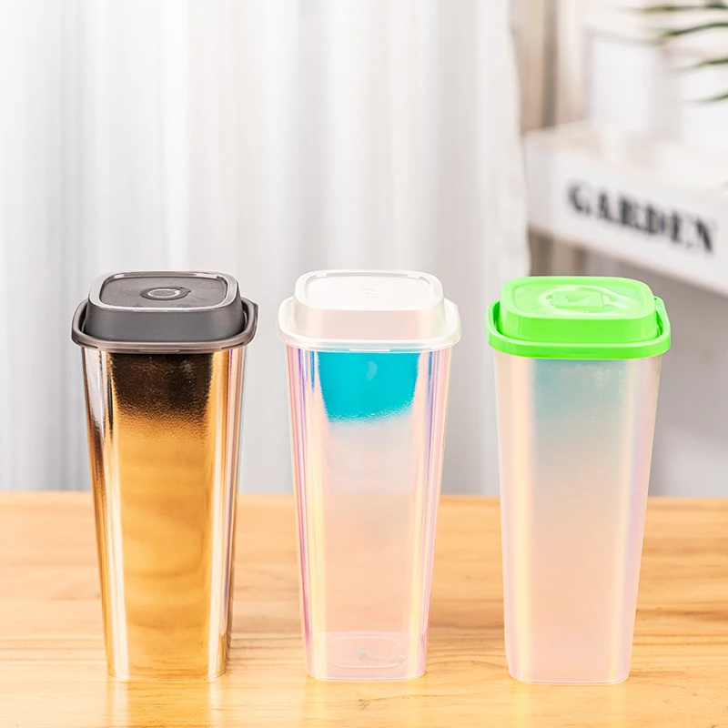 custom.LOKYO Custom PP Injection Frosted Cup 650ml 960ml Cold Drink Lenmon Tea Square Plastic Cups with Lids