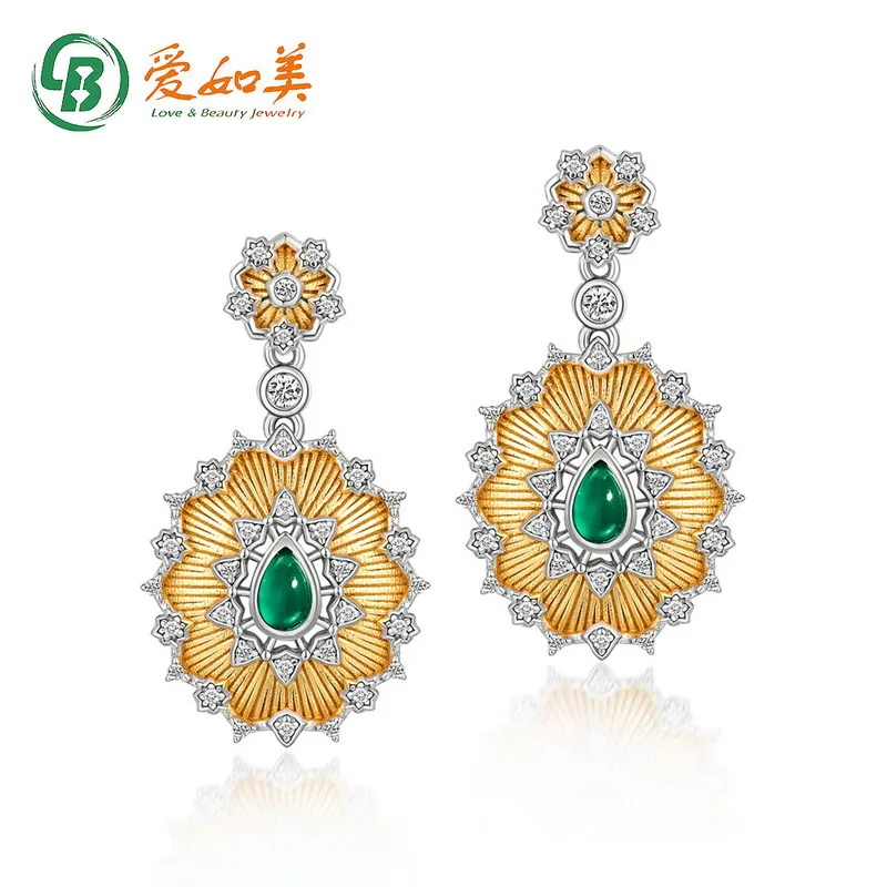 

Green Agate Sunflower Earrings for Women, 18K Gold PT950 Platinum Silver Plating, 7-layer Gold Color Separation Electroplating