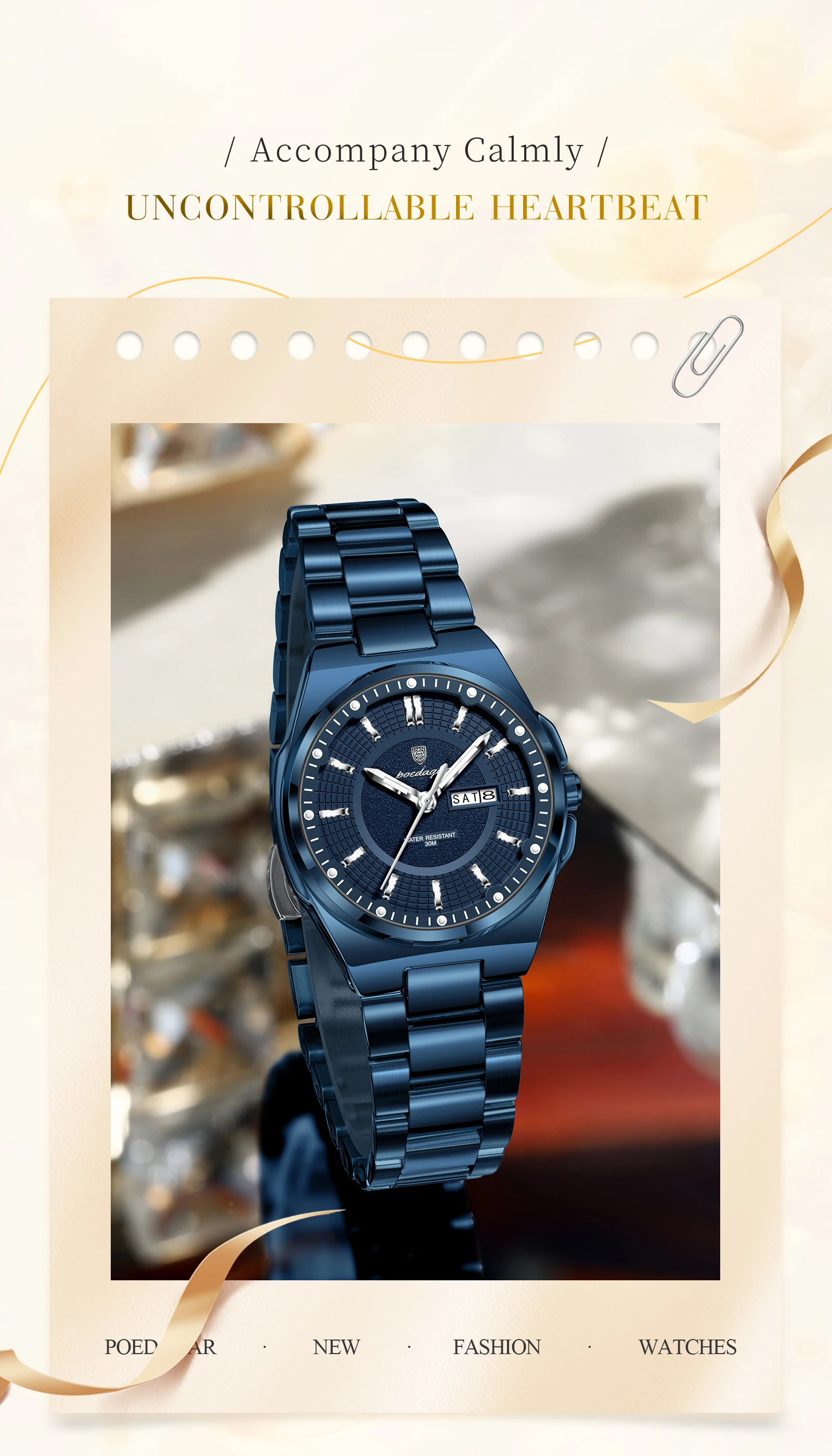 POEDAGAR Modemarke Damenuhr Leuchtend Wasserdicht Business Damen Armbanduhr mit Wochentag und Datum Elegante Quarz Damenuhren Reloj – Detail 6