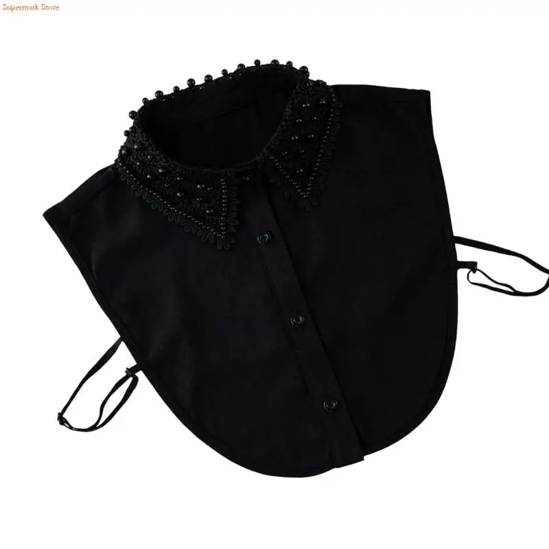 Q5WE エレガントなレースビーズの取り外し可能な首輪、服装を強化するための女性のネックアクセサリー