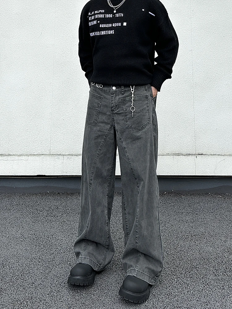 

Американские винтажные свободные рабочие брюки унисекс, повседневные длинные брюки, модные прямые джинсы из хлопка с эффектом драпировки