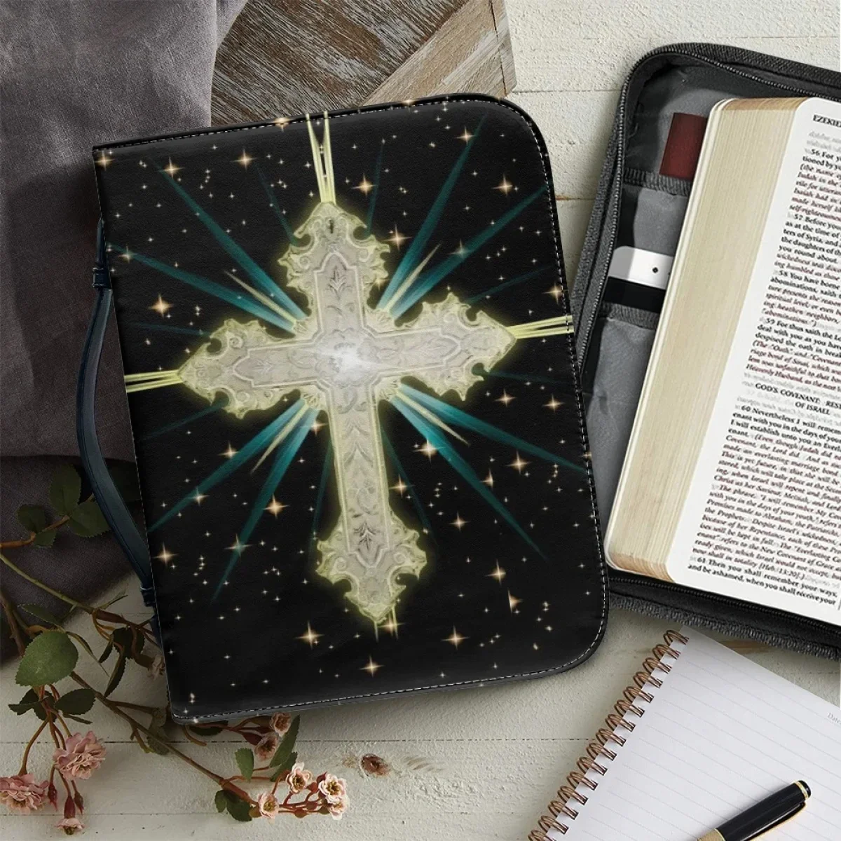 Christian Cross Print Handbags For Women Exquisite Bible Cover Case Holy Study Books Gospel Bible Storage Box New Hot Fashion