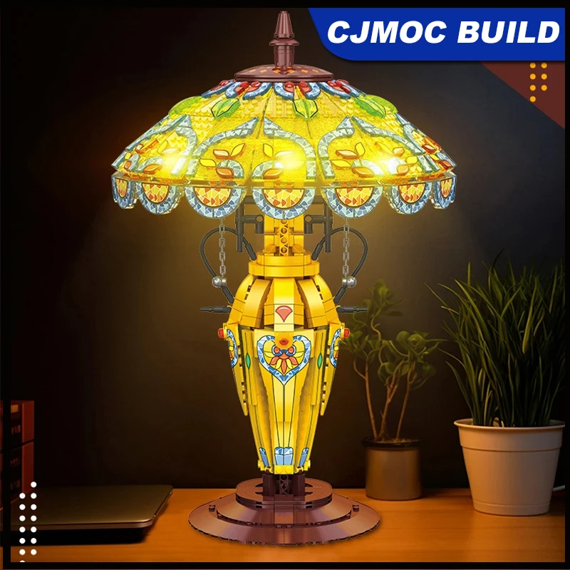 

JJ9081 MOC Retro Table Lamp Building Blocks Assembling DIY Home Furnishings Bricks Model Children's Toys Christmas Gift