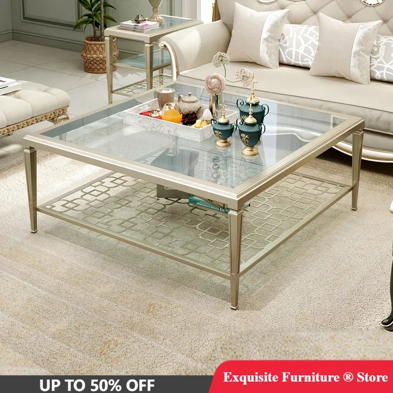 

Роскошные журнальные столики из закаленного стекла, центральный стол для квартиры, гостиной, мебель для дома, приставной столик, современный квадратный журнальный столик