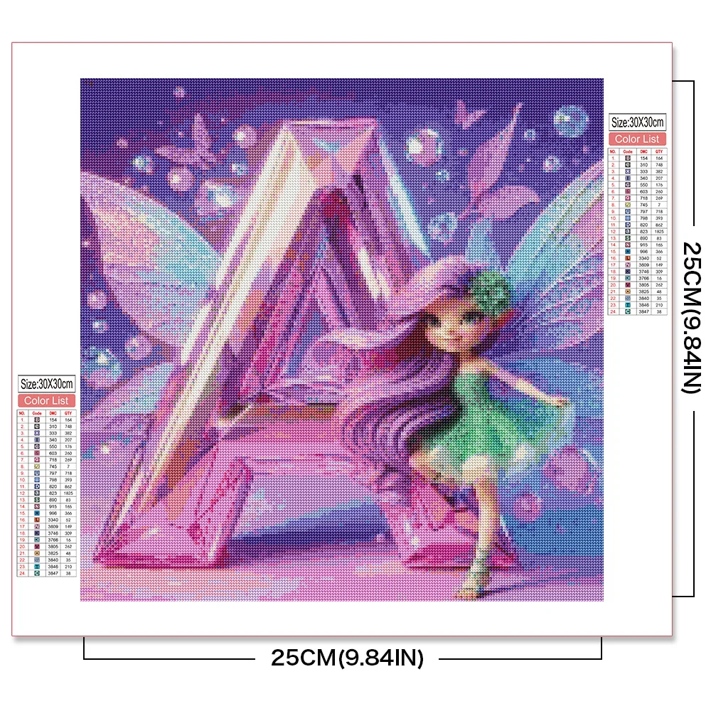 ديسني-تطريز فسيفساء ماسي ، كرتون خيالي ، لوحة ذاتية الصنع ، جرس تينكر ، لوازم الحرف اليدوية ، فن جدران الأميرة