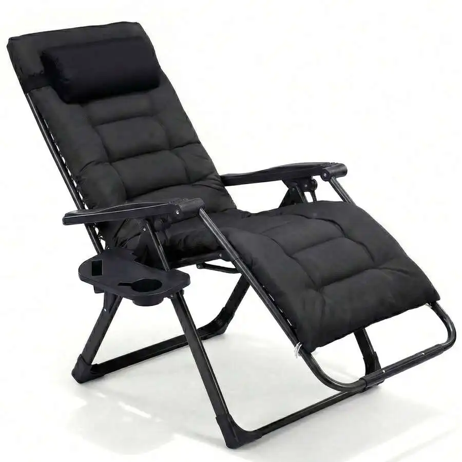 Zero Gravity Chair, Folding Reclining Lounge Chair With 400 Lb Weight Capacity, Portable Metal Frame Chair For Indoor And Outdoo