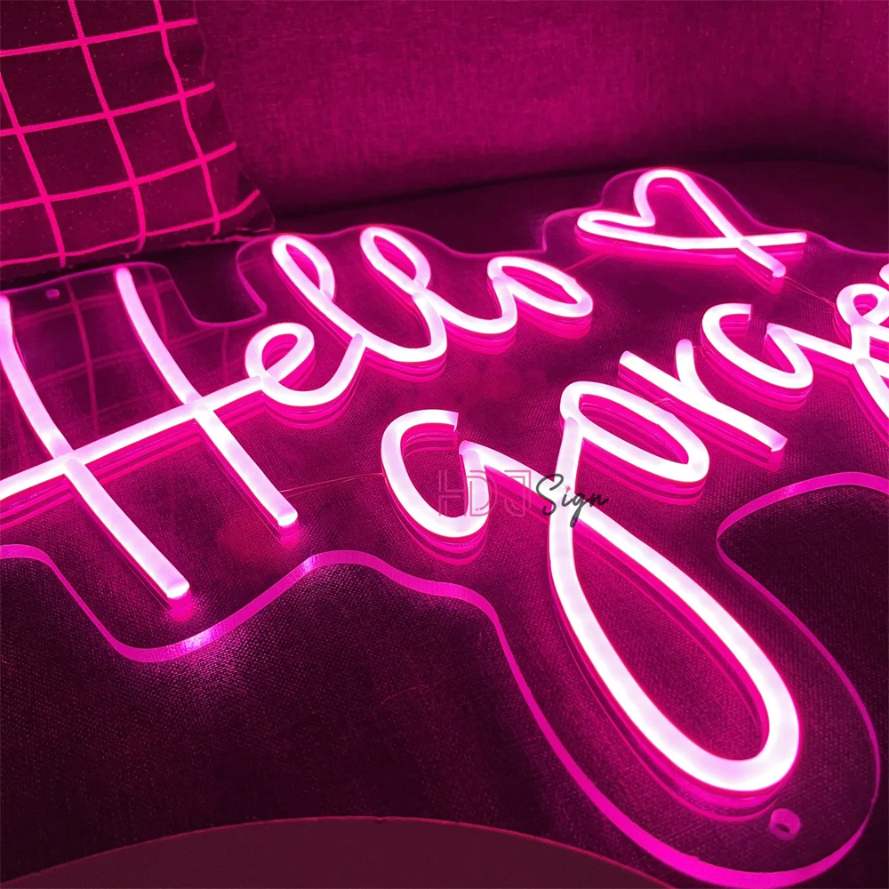 60cm Neon Sign Lights Hello Gorgeous Neon LED Sign Girl Room Decor BedroomWedding Decor Wall Hanging Decor For Salon Party Bar