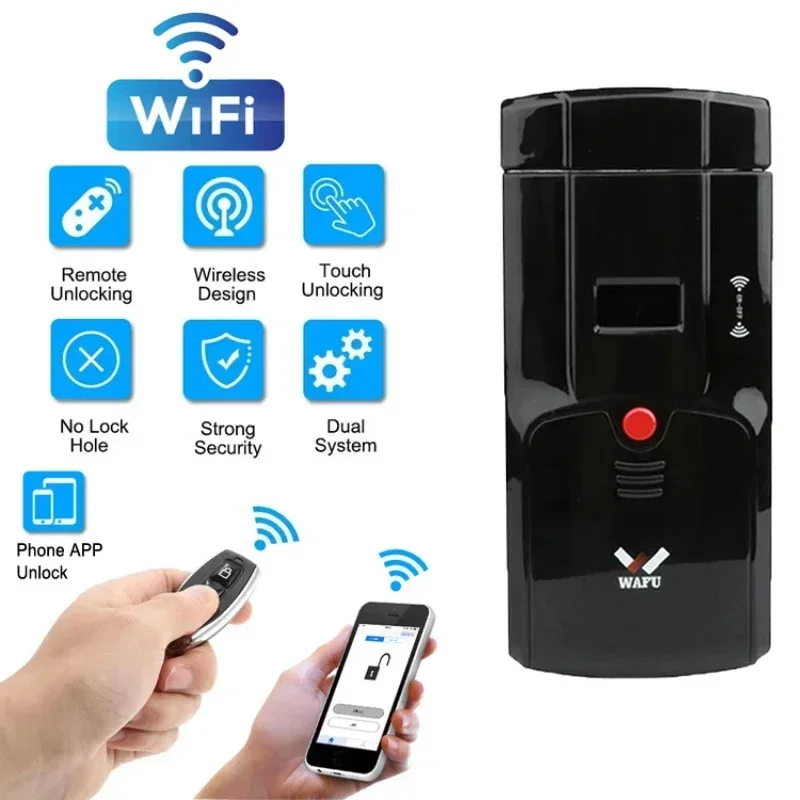 WAFU 011 Smart Lock Door Fingerprint Support Tuya Wifi Bluetooth Lock Phone Control Remote Control Finger Touch Invisible Lock