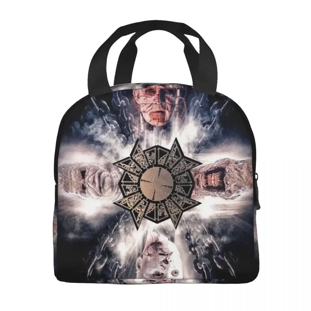 2023 New Custom Hellraiser Pinhead Halloween Horror Movie Lunch Bag uomo donna Cooler Warm Insulated Lunch box per ufficio per adulti