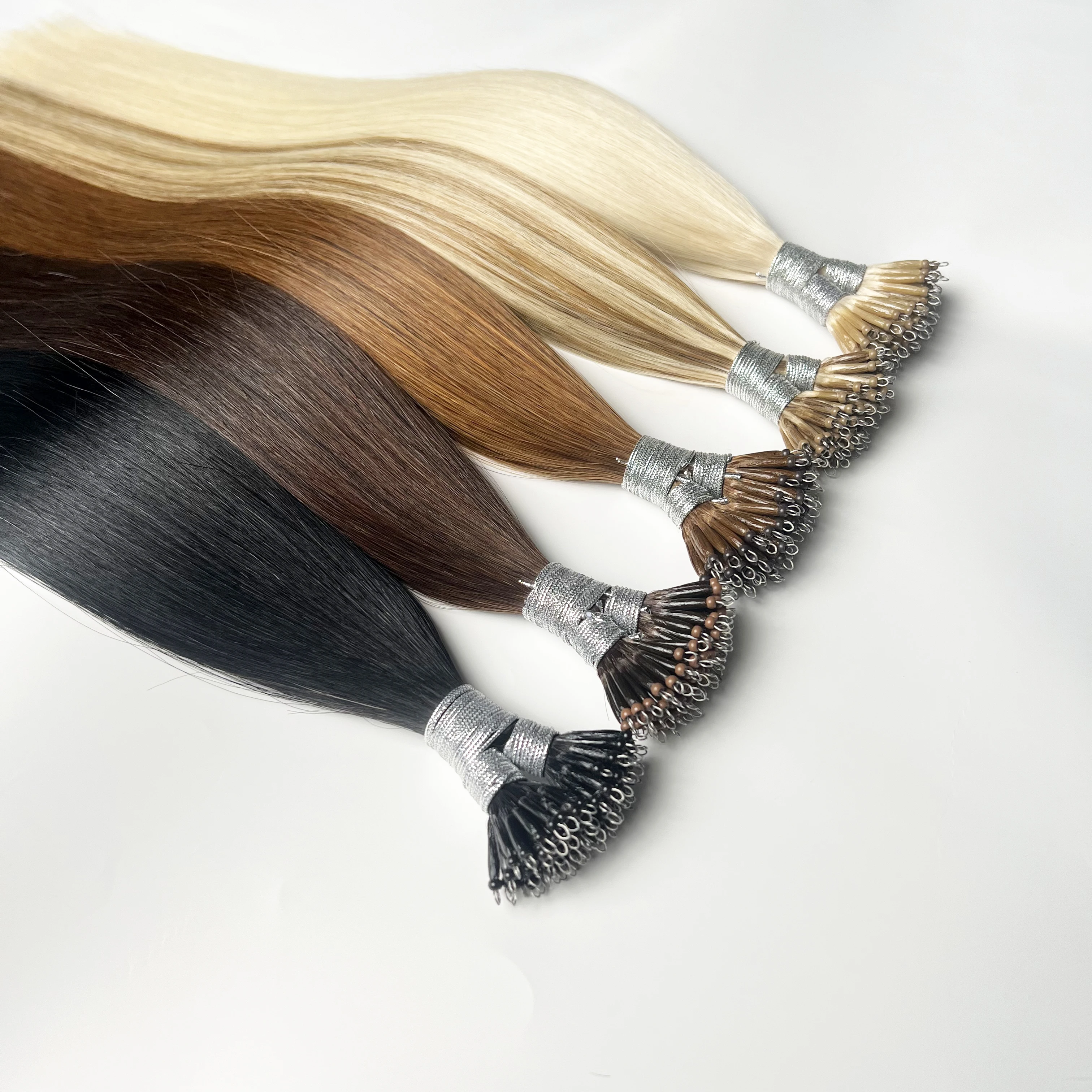 Straight Nanoring Hair Extension Human Hair Micro Link Human Remy Hair Extension Natural Nano Beads Hair Extensions