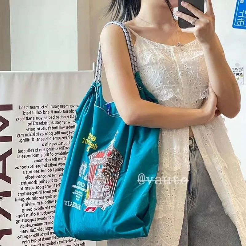 Japanese Ballchain New Embroidered Shopping Bag Environmental Protection Bag Large Capacity One-shoulder Portable Messenger Bag