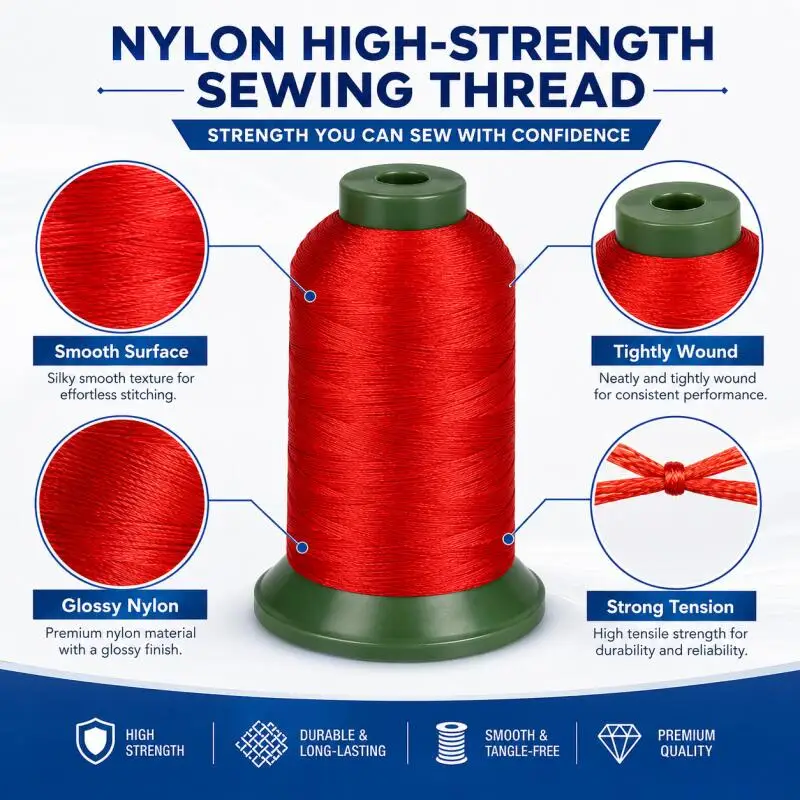 210D/3 Hochfester Nylon-Nähfaden Große Heimspule Lederfaden Starker Nylonfaden für Jeans – Detail 4