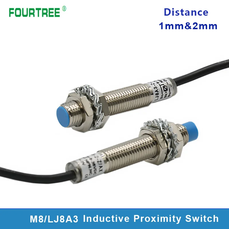 LJ8A3 M8 Proximity Switch Metal Inductive Approach Sensor Detect Distance 1mm 2mm PNP/NPN NO NC Special for MCU BY/AY/EX/DX/DZ