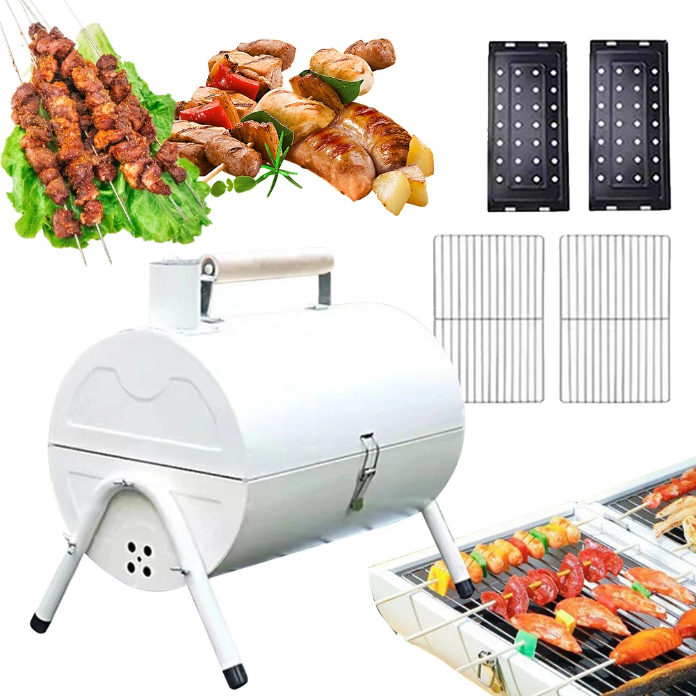 Portable Dual Purpose BBQ Grill Heating Stoves Multifunction Camping Barbecue Grill Rack Net Firewood Stove Ironwork BBQ Grill