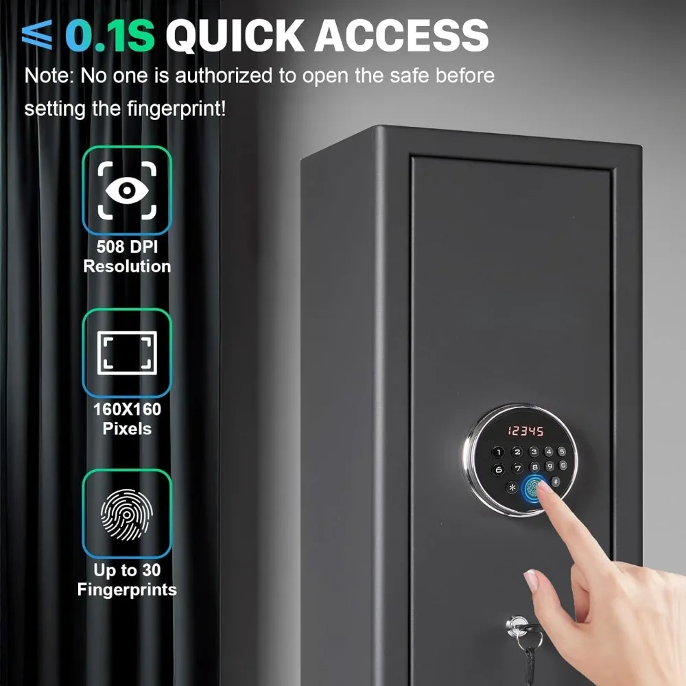 10-12 Gun Safe for Home Rifle and Pistols, Biometric Gun Safes, Long Gun Safe for Rifles and Shotguns with Digital Keypad