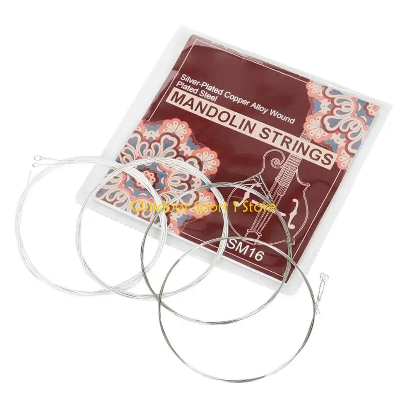A0KA 8Pieces Replacement Mandolin Strings Light Gauge Easy Installation Bright Sound Metal Texture for Musical Instrument