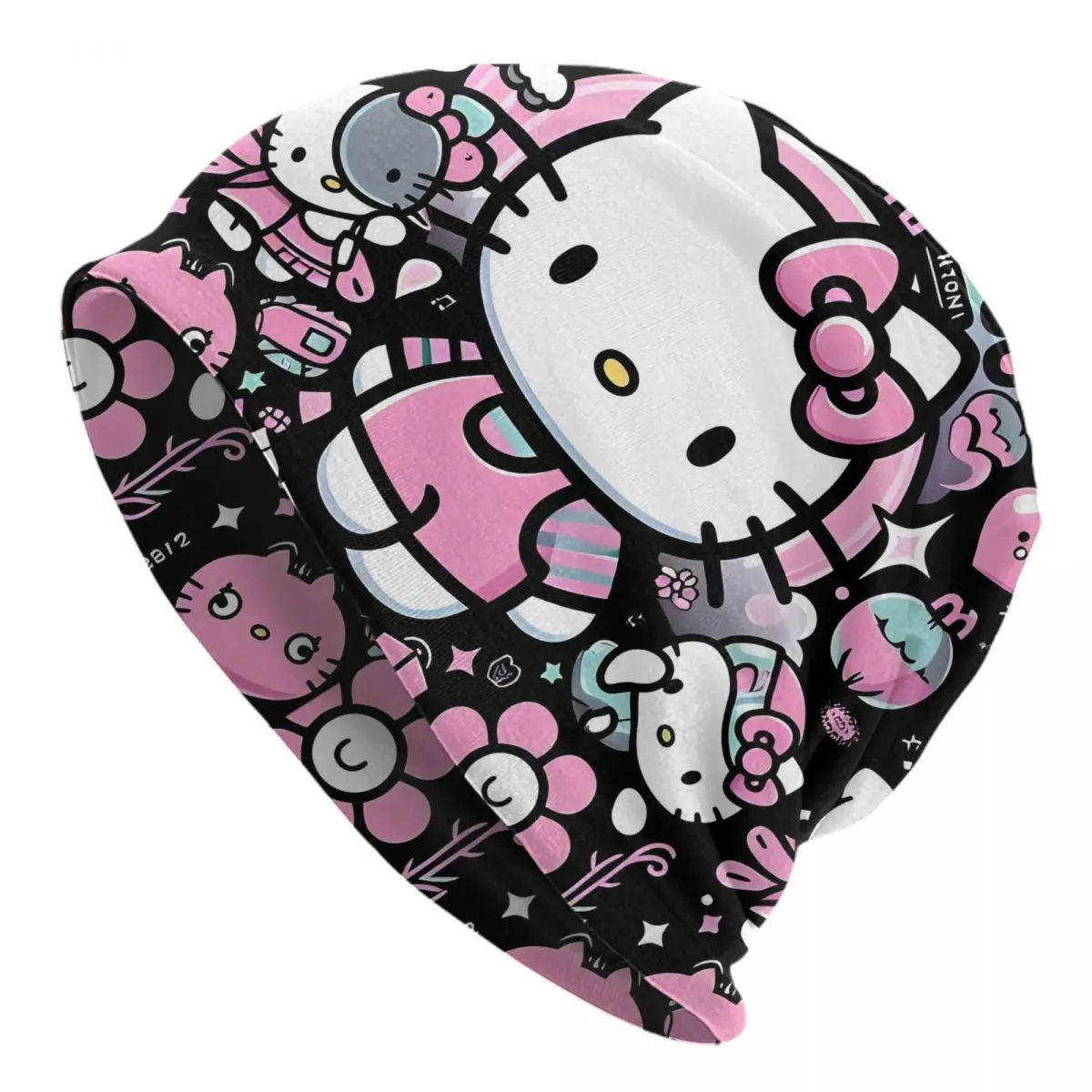 

Шапки с принтом Hello Kitty на заказ, мужские шапки унисекс, крутая зимняя теплая вязаная шапка для взрослых, розовые кавайные шапки с героями мультфильмов