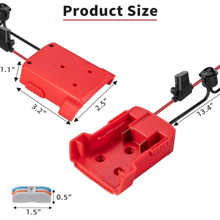 Battery Adapter Switch Fuse 14AWG For Milwaukee 18V Battery Adapter Power Wheels Adapter Wire Fuses Source Rc Car Toys Robotics