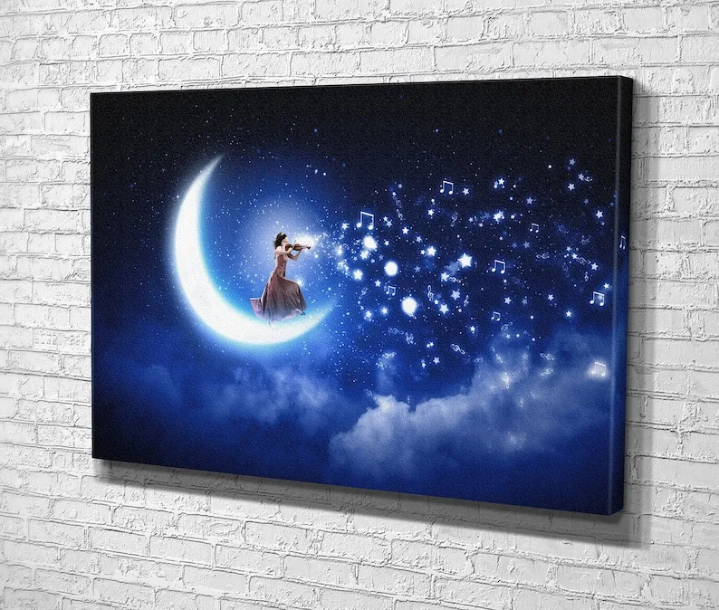 Fiddler on The Moon Canvas Print Modern Wall Art Canvas Painting Oversized Wall Art Painting Living Room Bedroom Home Decor