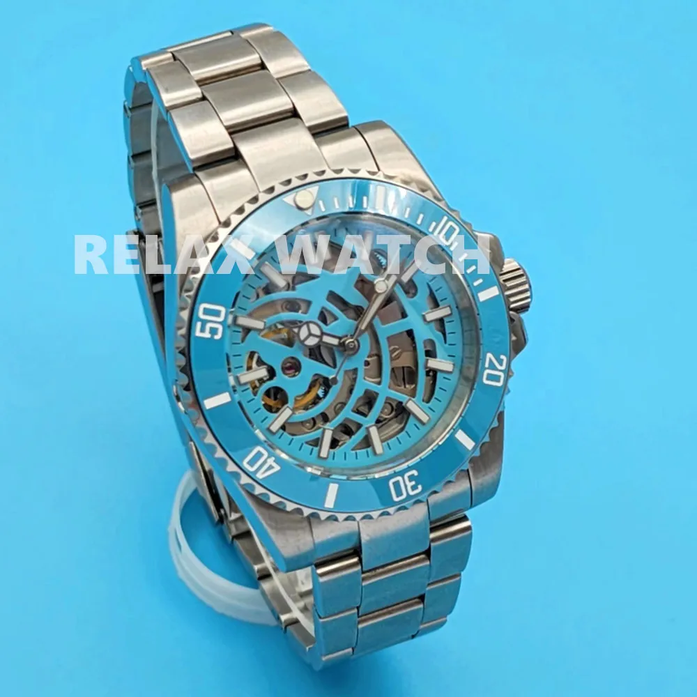 40MM Skeleton Dial Sapphire Glass Stainless Steel Mens Watch Japan NH70 Automatic Movement