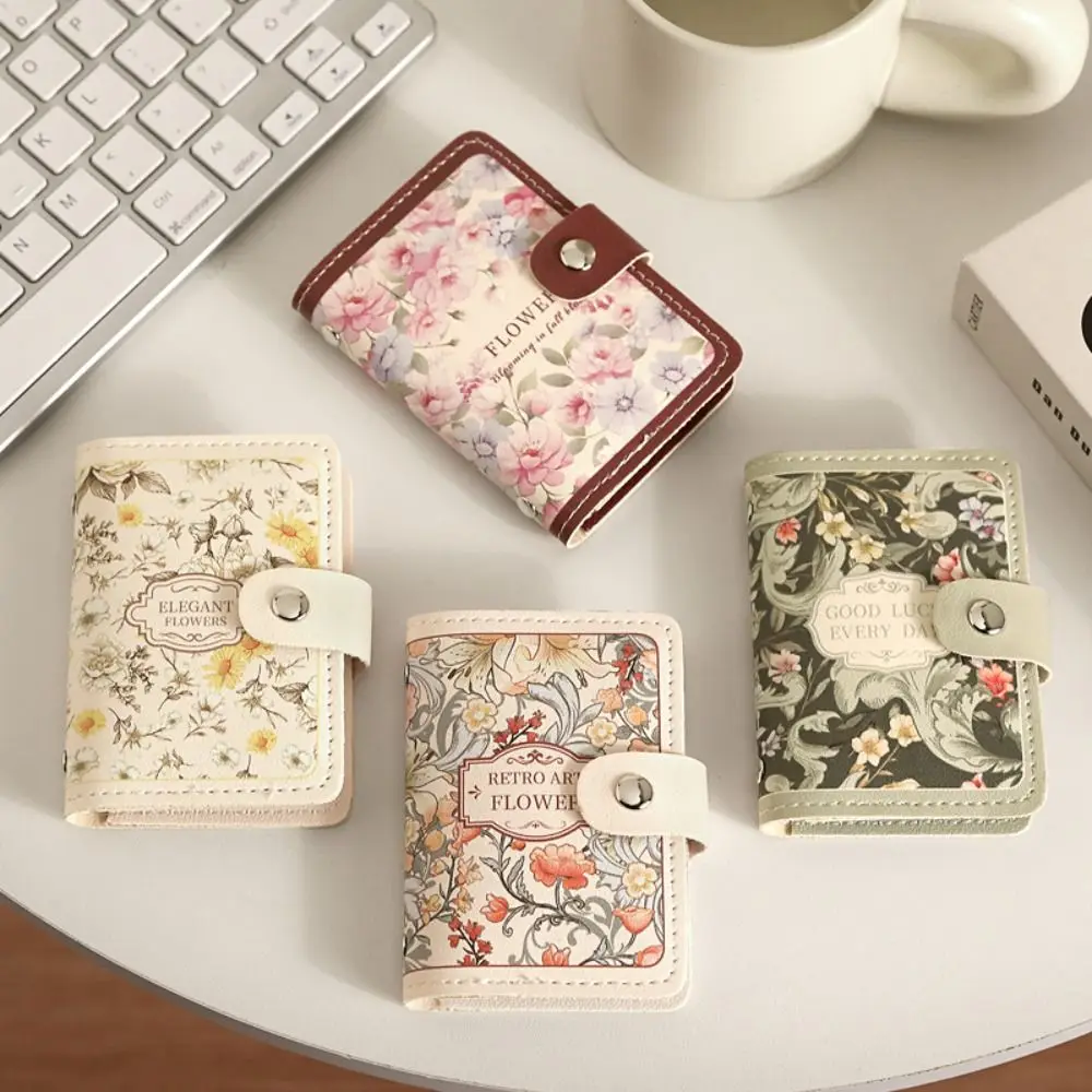 

ID Bank Credit Card Vintage Floral Card Bag Large Capacity Card Cover Oil Painting Card Holders PU Leather Gentle