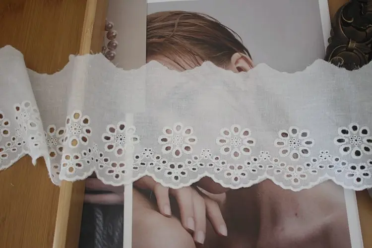 Ausgehöhlte Wellen-Stickerei-Spitze für Kinder, Baumwoll-Spleißzubehör, Spitzenbesatz, DIY, Kinderkragen und Manschetten, 10 Yards/Lot – Detail 6
