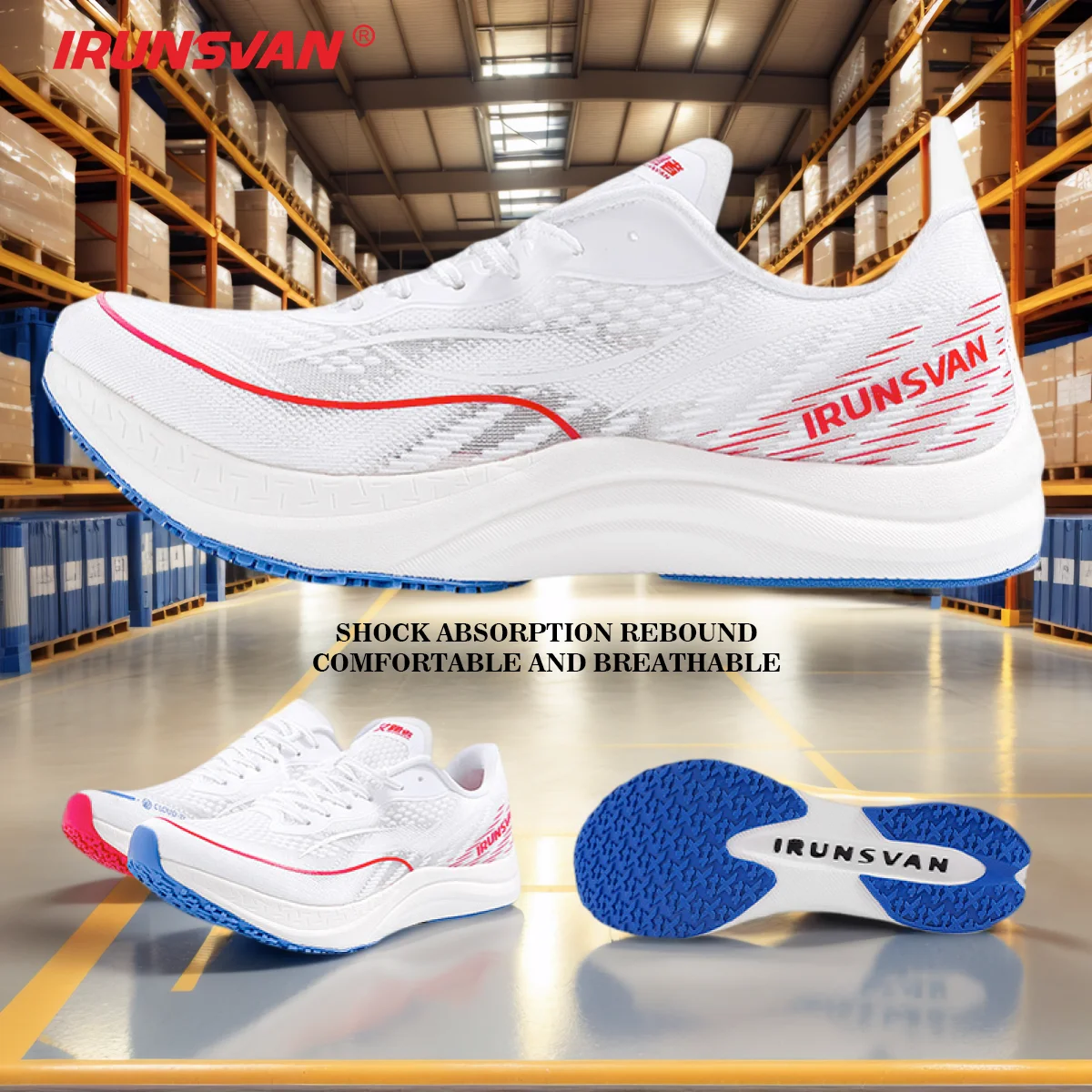 

IRUNSVAN Men's sports running shoes with shock-absorbing and anti slip mesh comfortable and shock-absorbing running shoes
