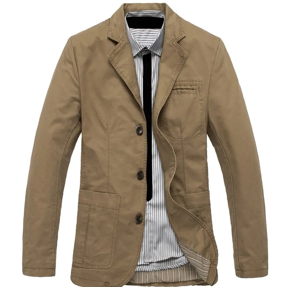 

Spring And Autumn New Business Casual Slim Pure Color Jacket Cotton Denim Jacket High Quality Large Size Suit Jacket M-4XL