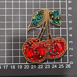 1piece Hand-nailed cherry cloth sticker beaded fruit clothing accessories children's clothing decorative shoes bags diy