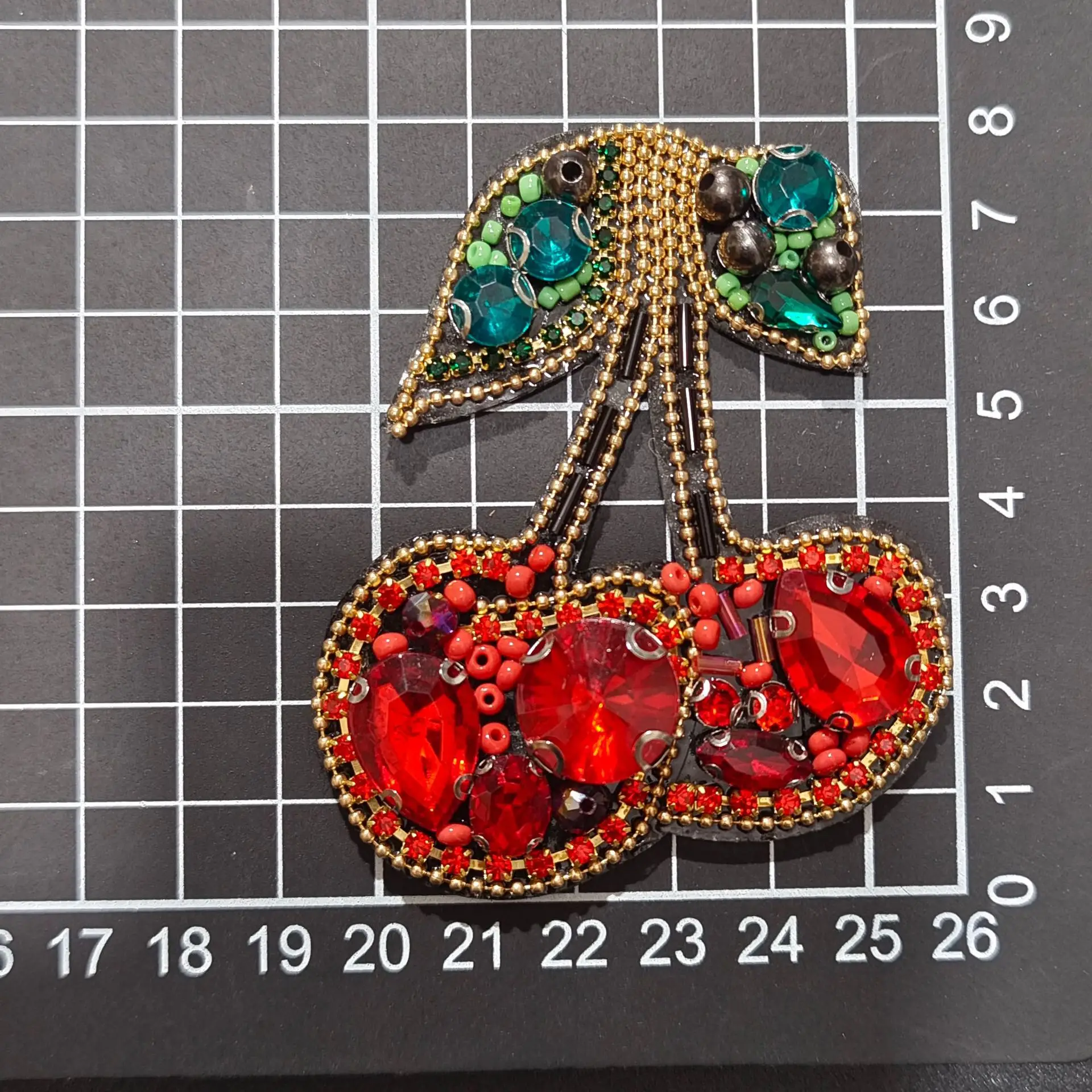 1piece Hand-nailed cherry cloth sticker beaded fruit clothing accessories children's clothing decorative shoes bags diy