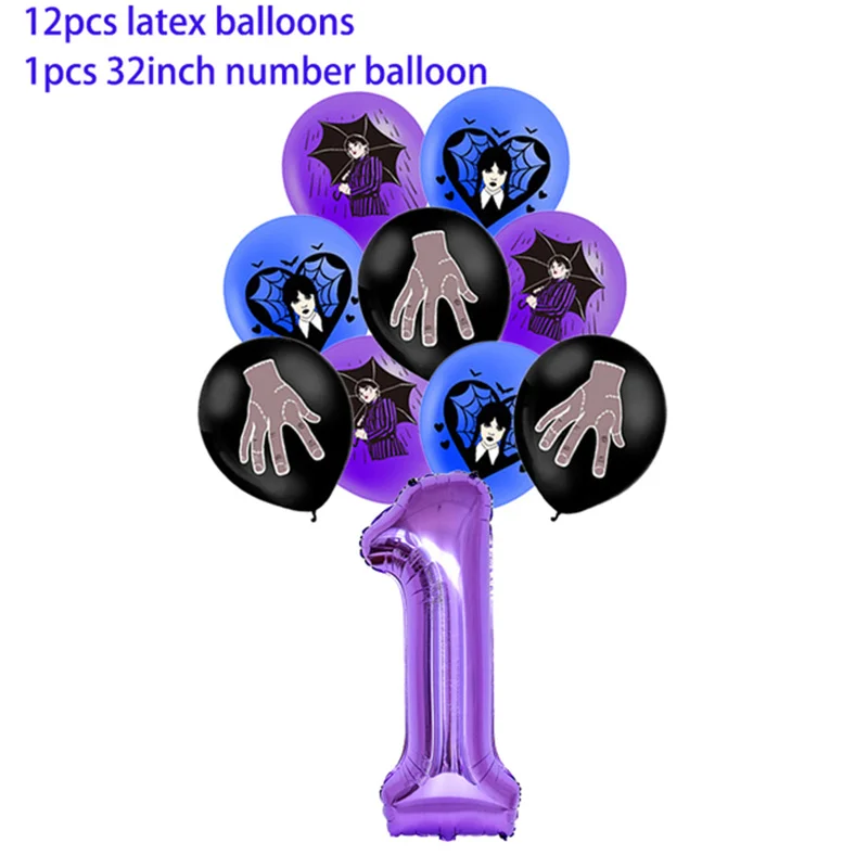 Movie Wednesday Adams Birthday Party Decoration Aluminum Film Balloon Holiday Event Latex Balloon Arrangement Baby Shower